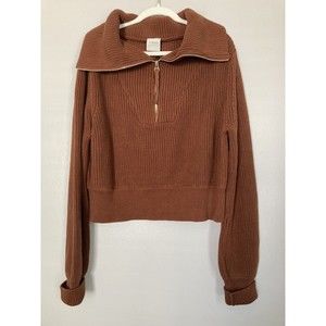 Varley Brown Cowl Neck Sweater